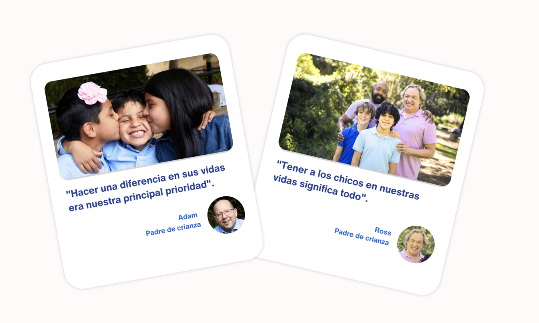Polaroid of parents with testimonial in Spanish of their experience fostering children